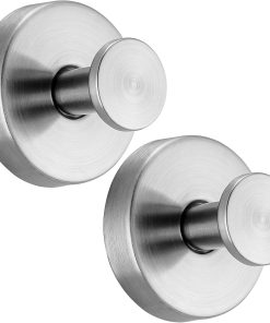 Suction Cup Hooks No Drill Stainless Steel Shower Hooks Towel Hook Heavy Duty on Smooth and Non-Porous Surfaces in Bathrooms Kitchen Bedroom (2. Brushed Nickel)