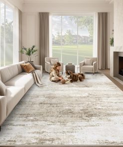 Washable Rug 8x10 Area Rugs for Living Room: Large Neutral Soft Rug Abstract Non Slip Low Pile Modern Carpet for Bedroom Kitchen Nursery Office Dining Room Indoor (Beige. 8'x10')