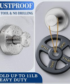 Alternative view of Suction Cup Hooks No Drill Stainless Steel Shower Hooks Towel Hook Heavy Duty on Smooth and Non-Porous Surfaces in Bathrooms Kitchen Bedroom (2. Brushed Nickel)